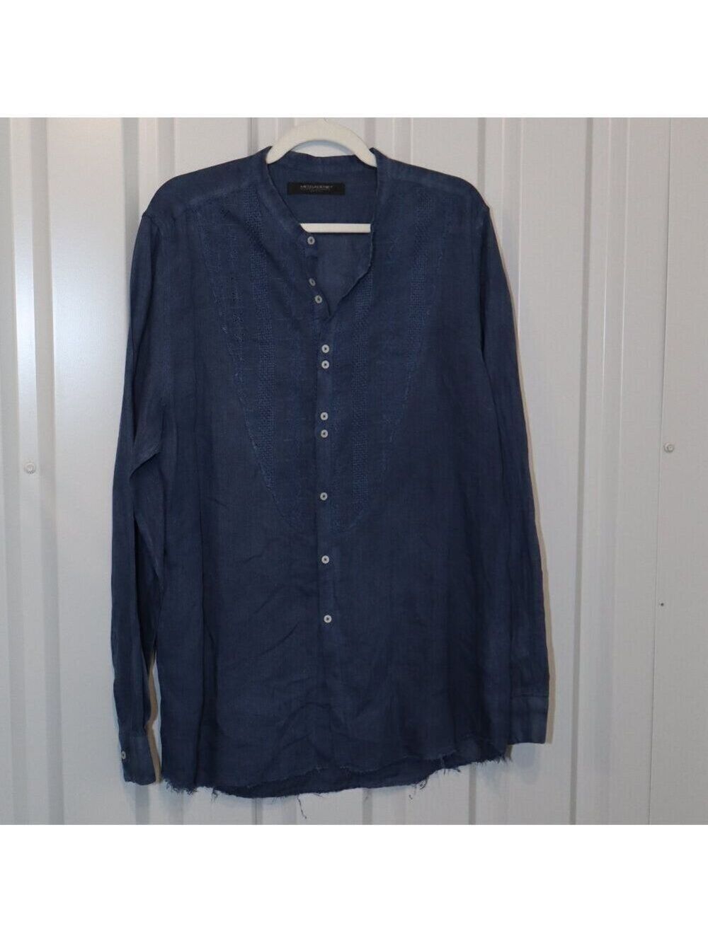 Messagerie Patrizio Piscaglia Mens Blue Linen Button Up Shirt Size IT43 US Med